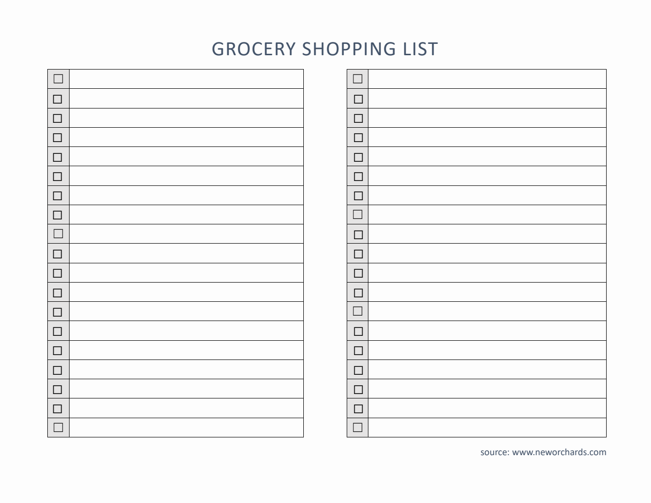 Free Simple Grocery List Template in Word