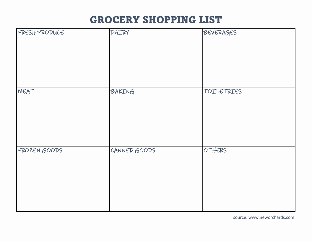 Printable Grocery List Template In Excel