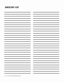 Free Blank Grocery List Template in Word