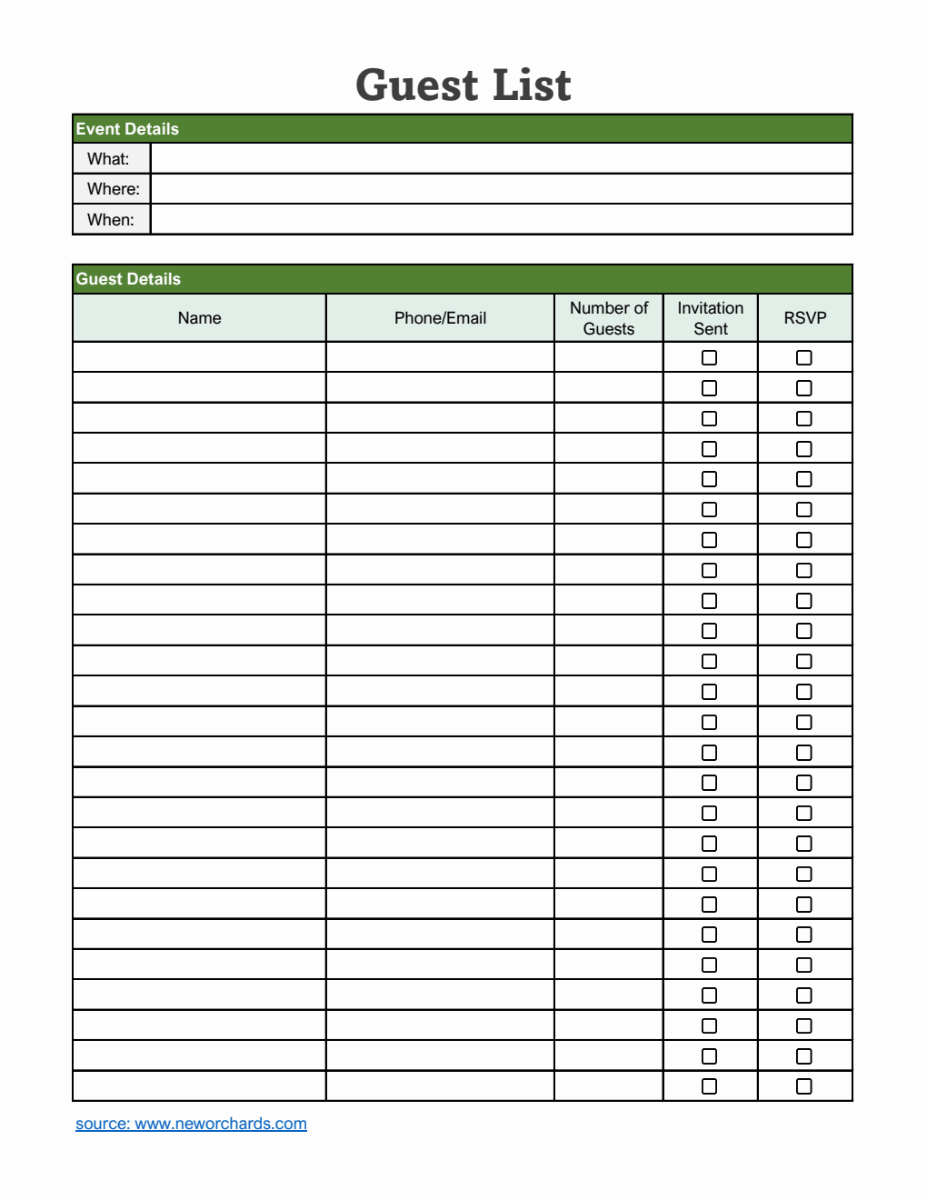 Free Excel Event Planning Templates