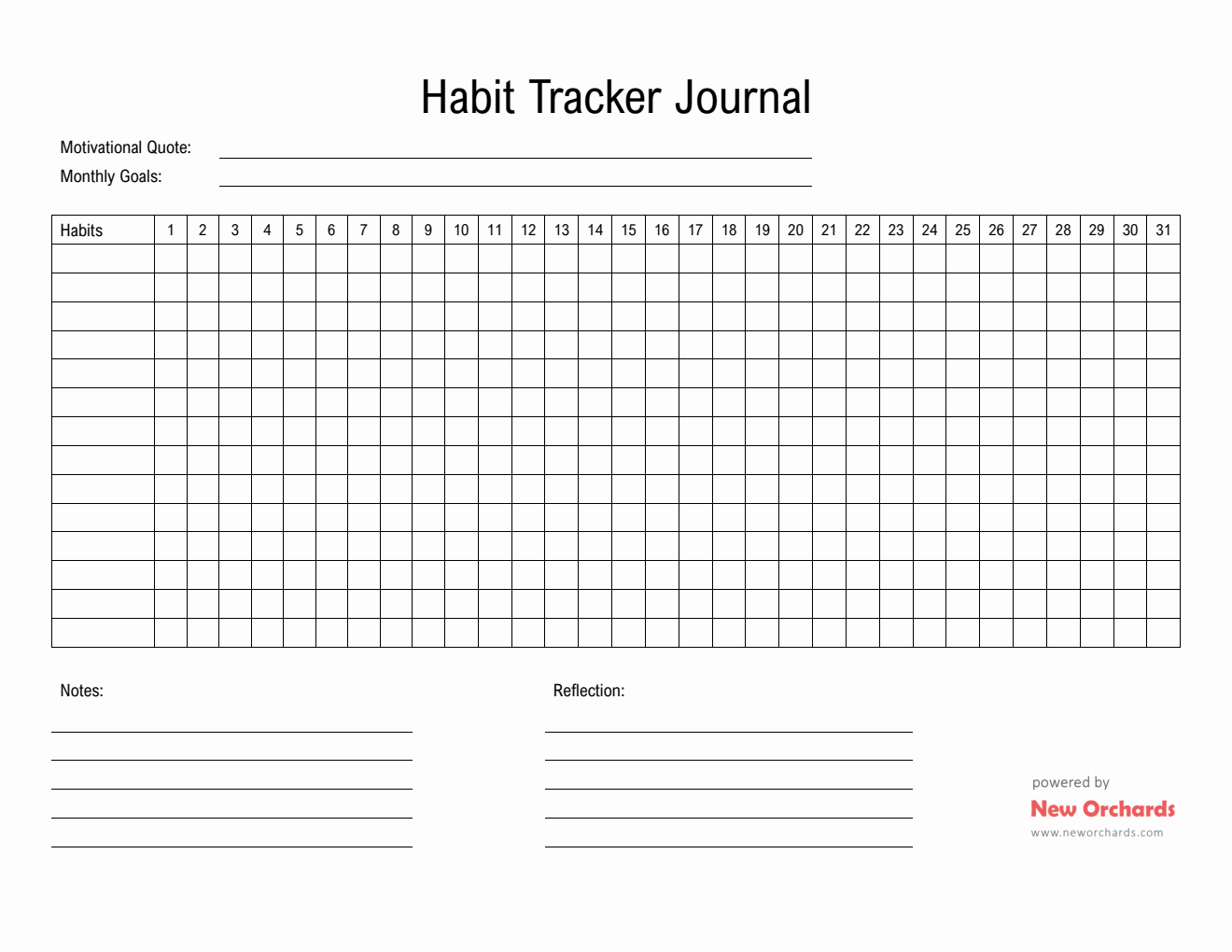 Habit Tracker Bullet Journal Template (Word)