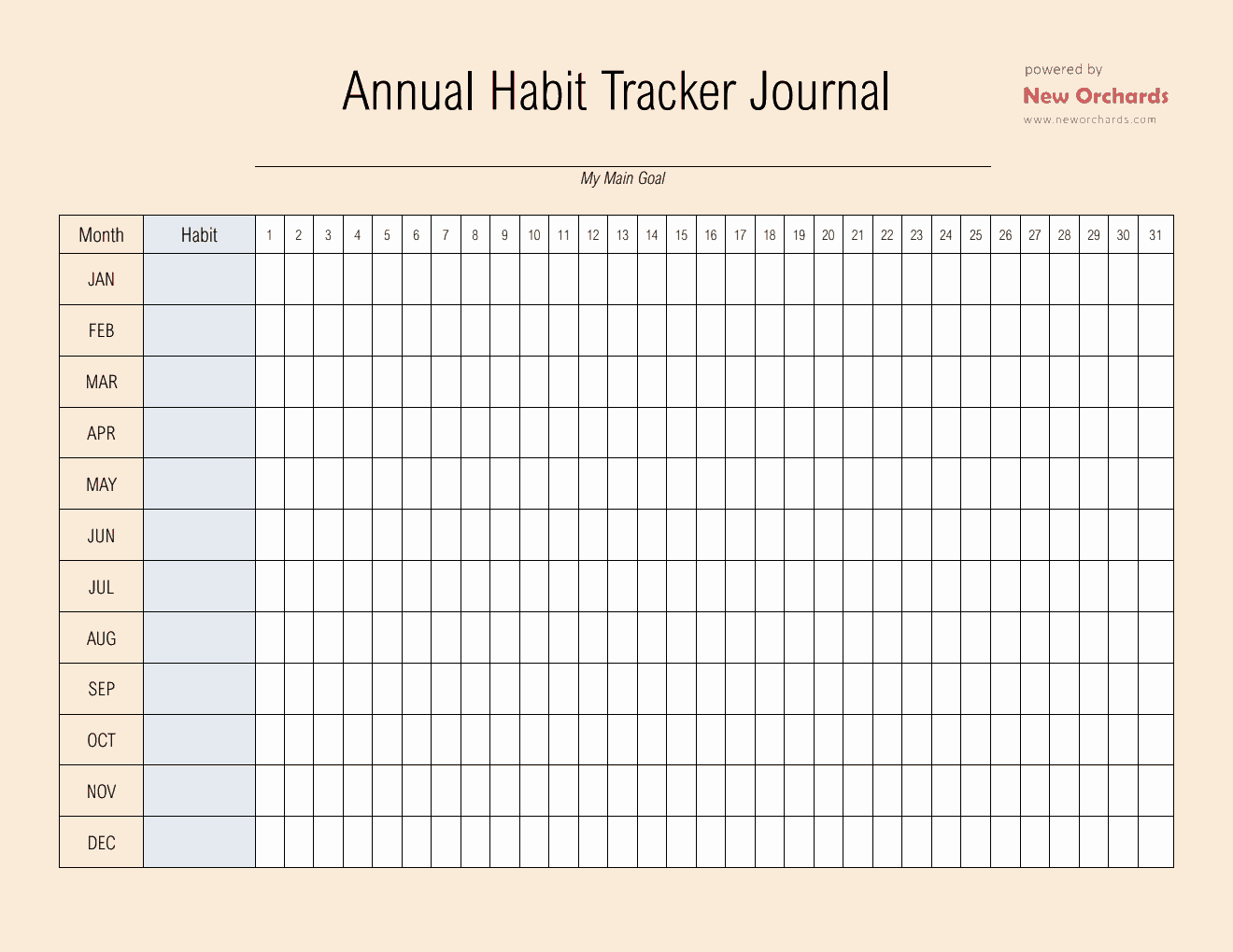 Annual Habit Tracker Journal Template (Word)