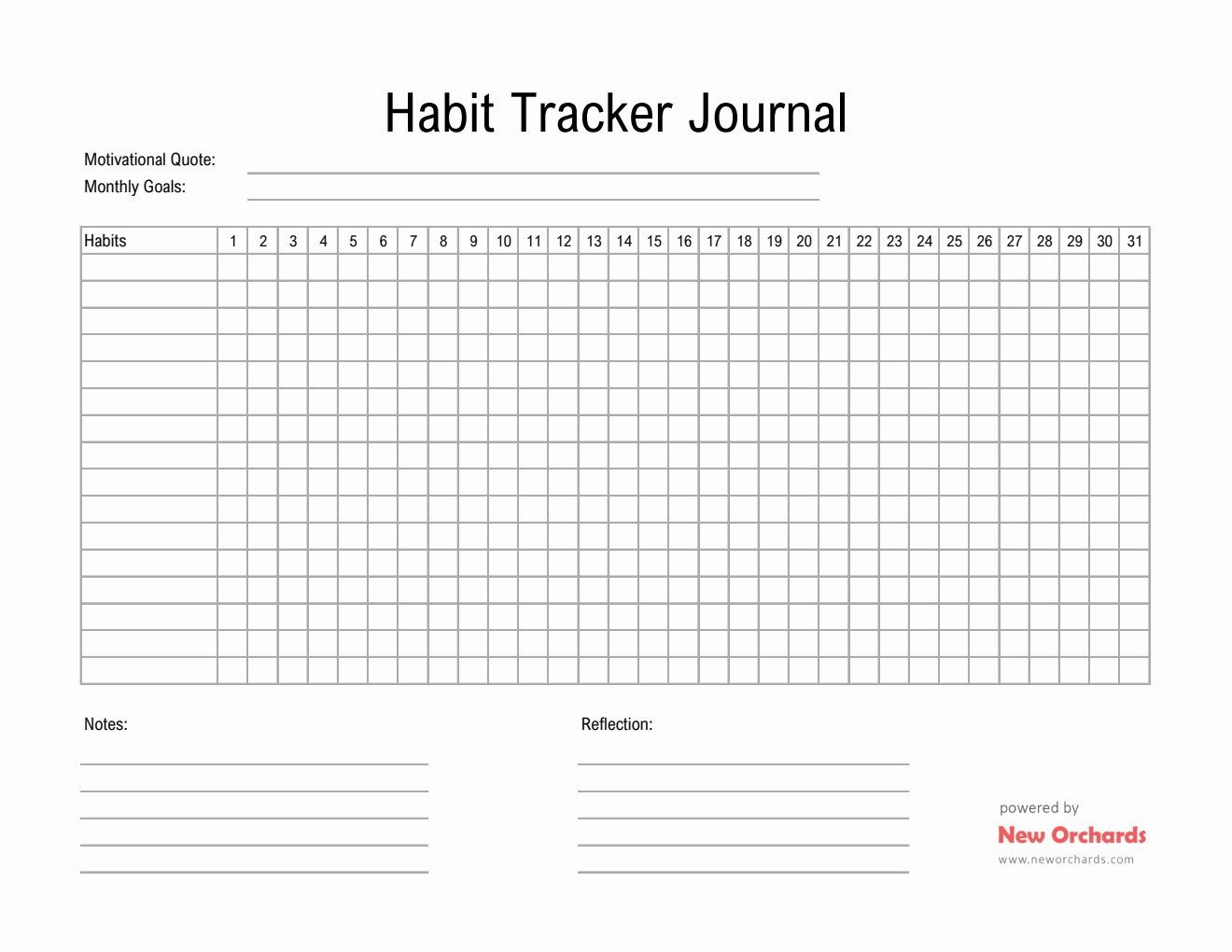 Habit Tracker Bullet Journal Template (Excel)