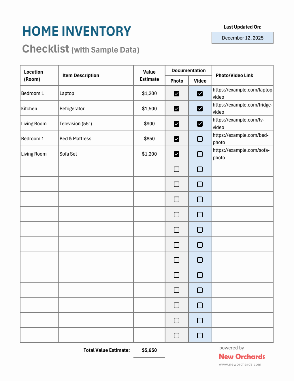 Free Home Inventory Templates (PDF, Word, Excel)