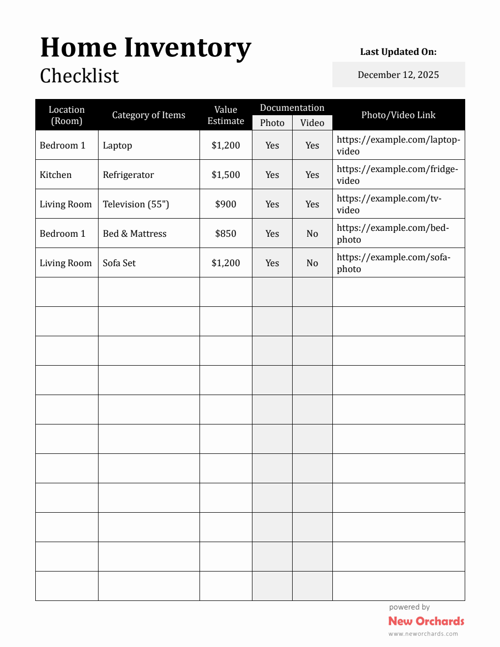 Home Inventory List Example Free Inventory Templates (PDF, Word, Excel)