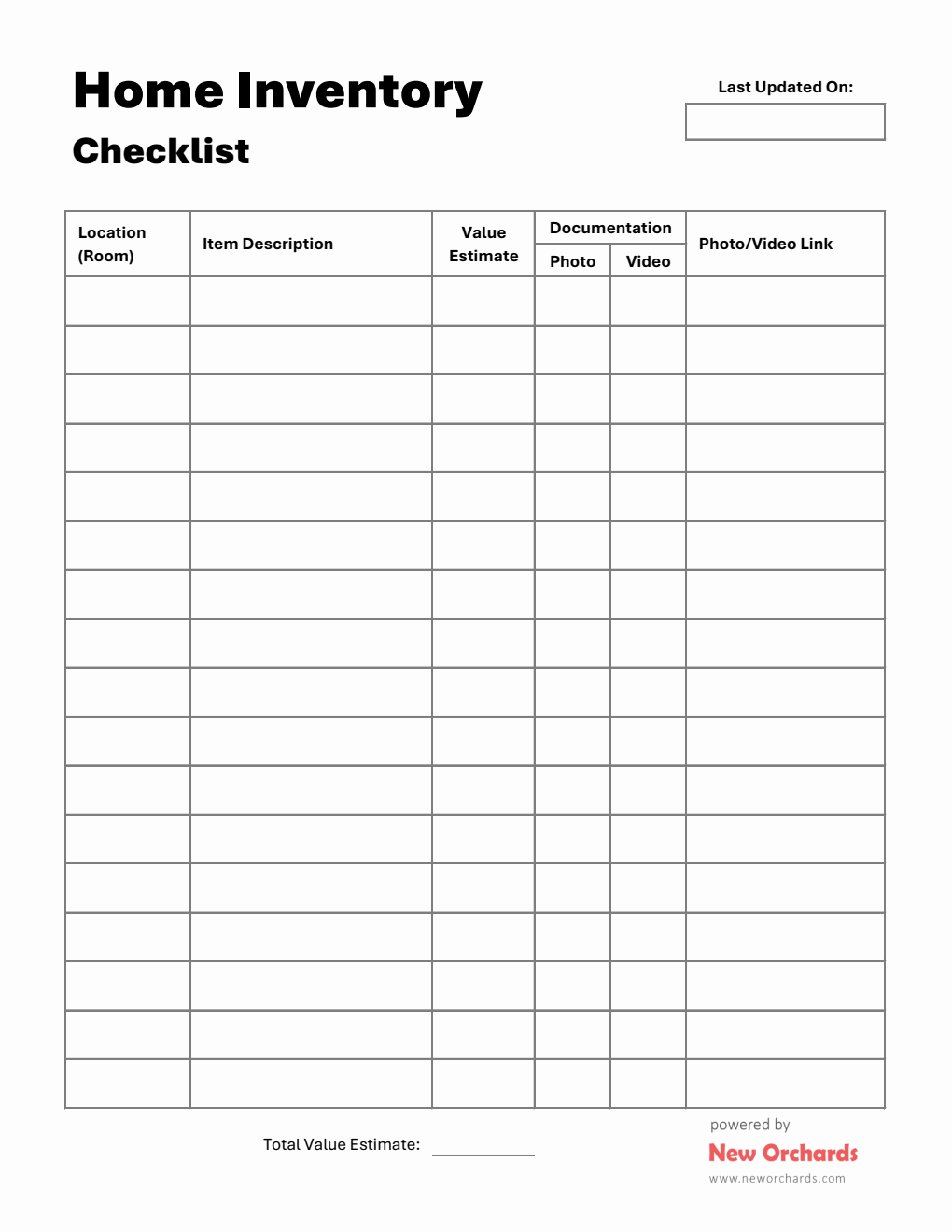 Home Inventory List Example Free Inventory Templates (PDF, Word, Excel)