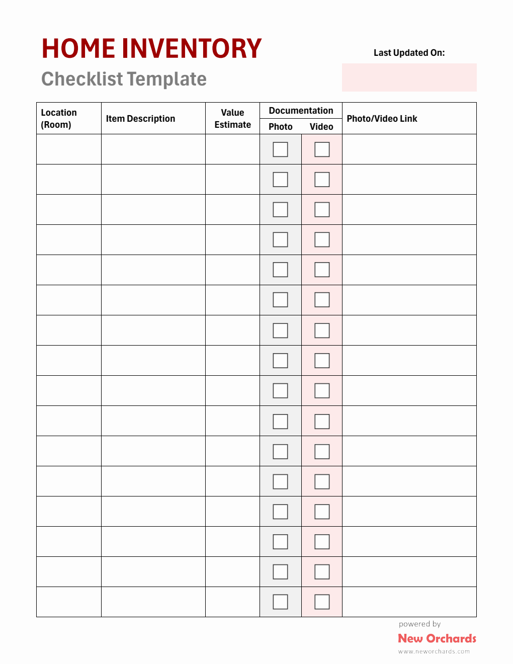 Free Home Inventory Checklist Templates (PDF, Word, Excel)
