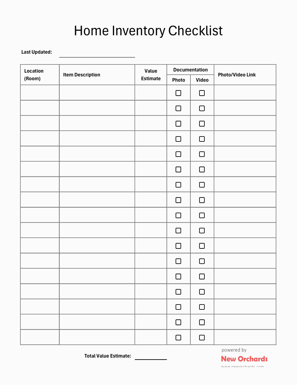 Free Home Inventory Templates (PDF, Word, Excel)