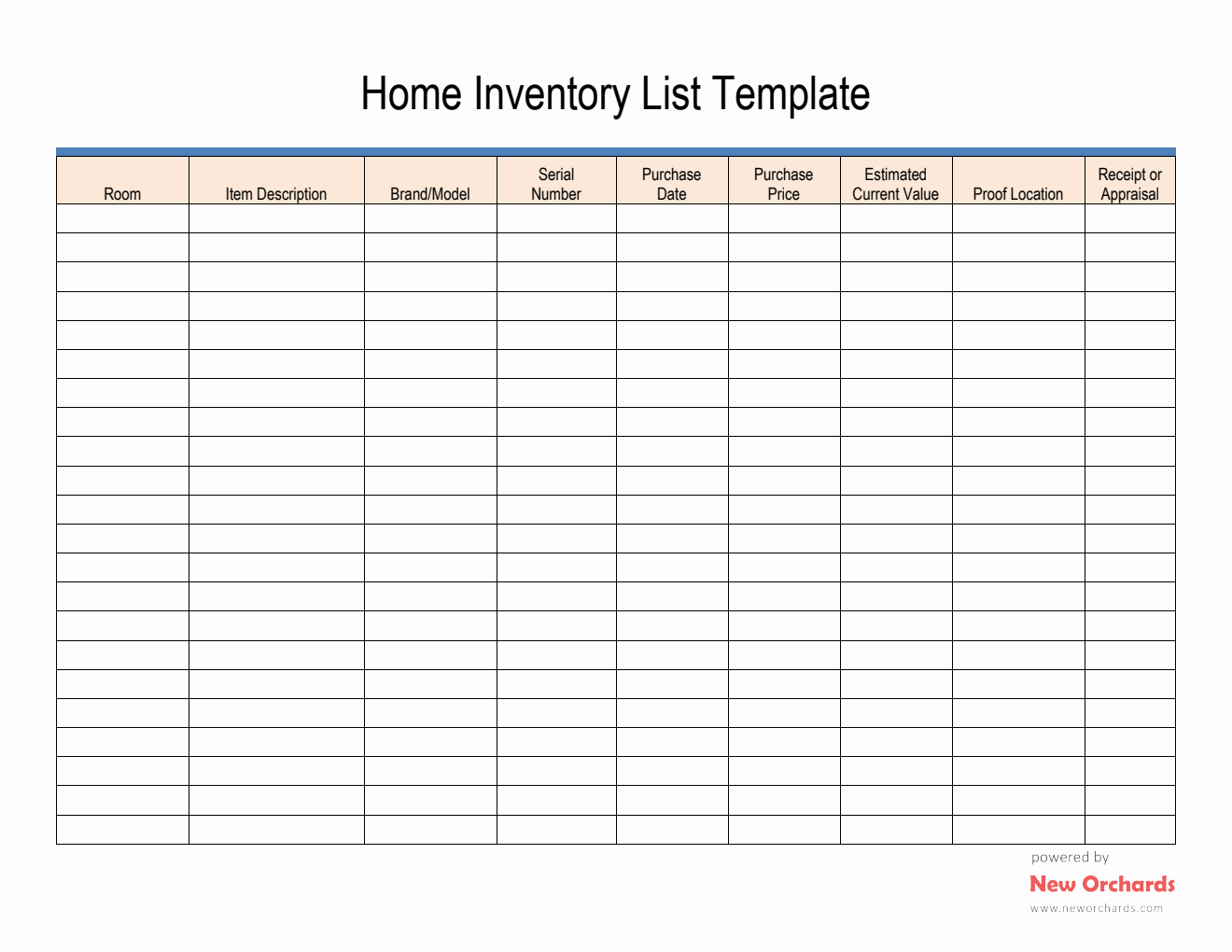 Free PDF Household Inventory Templates