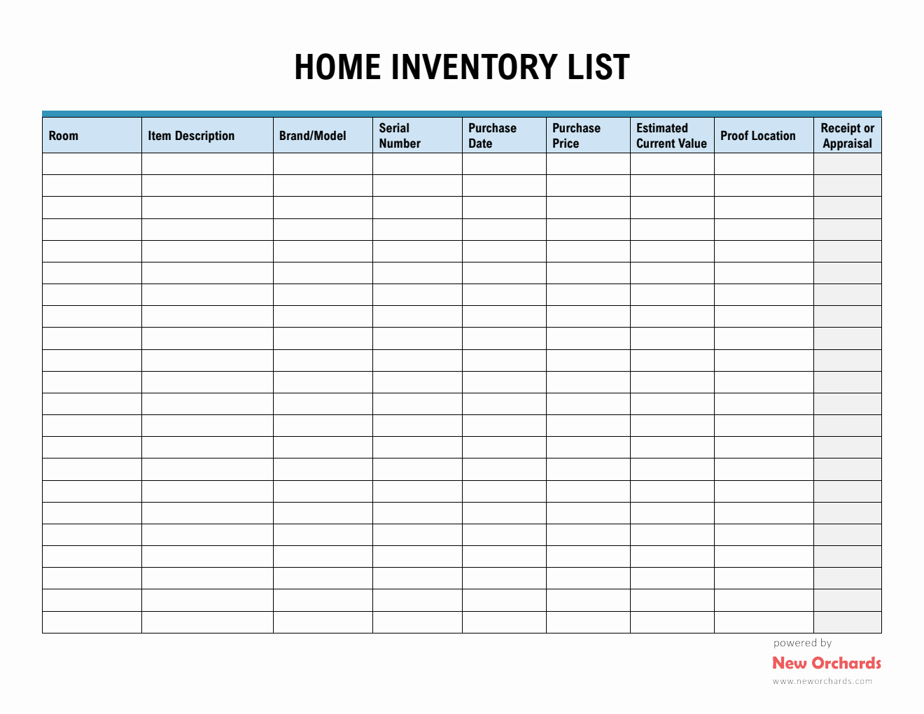 Free Household Inventory Templates (PDF, Word, Excel)