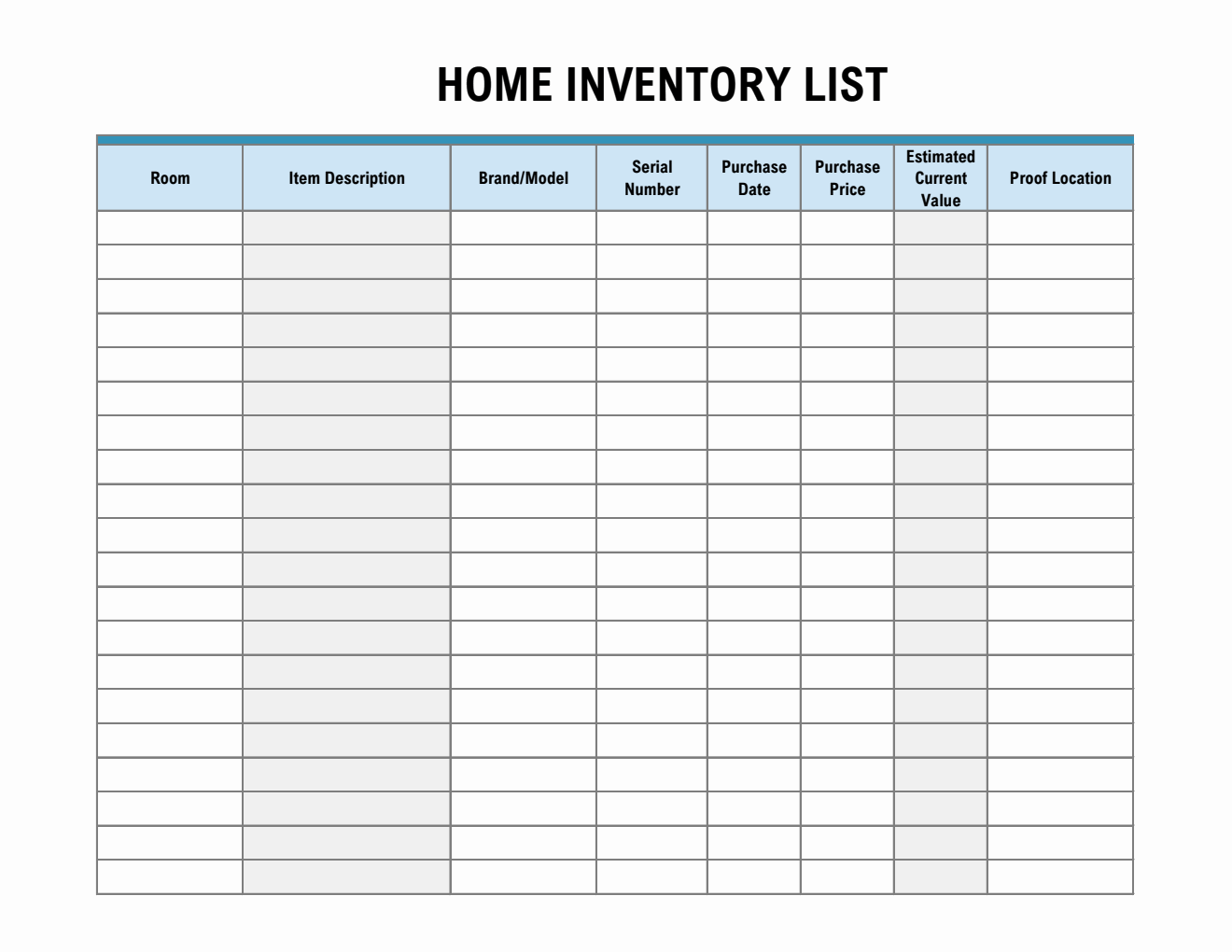 Contents Inventory List Free House Inventory For Insurance Templates (PDF, Word, Excel)