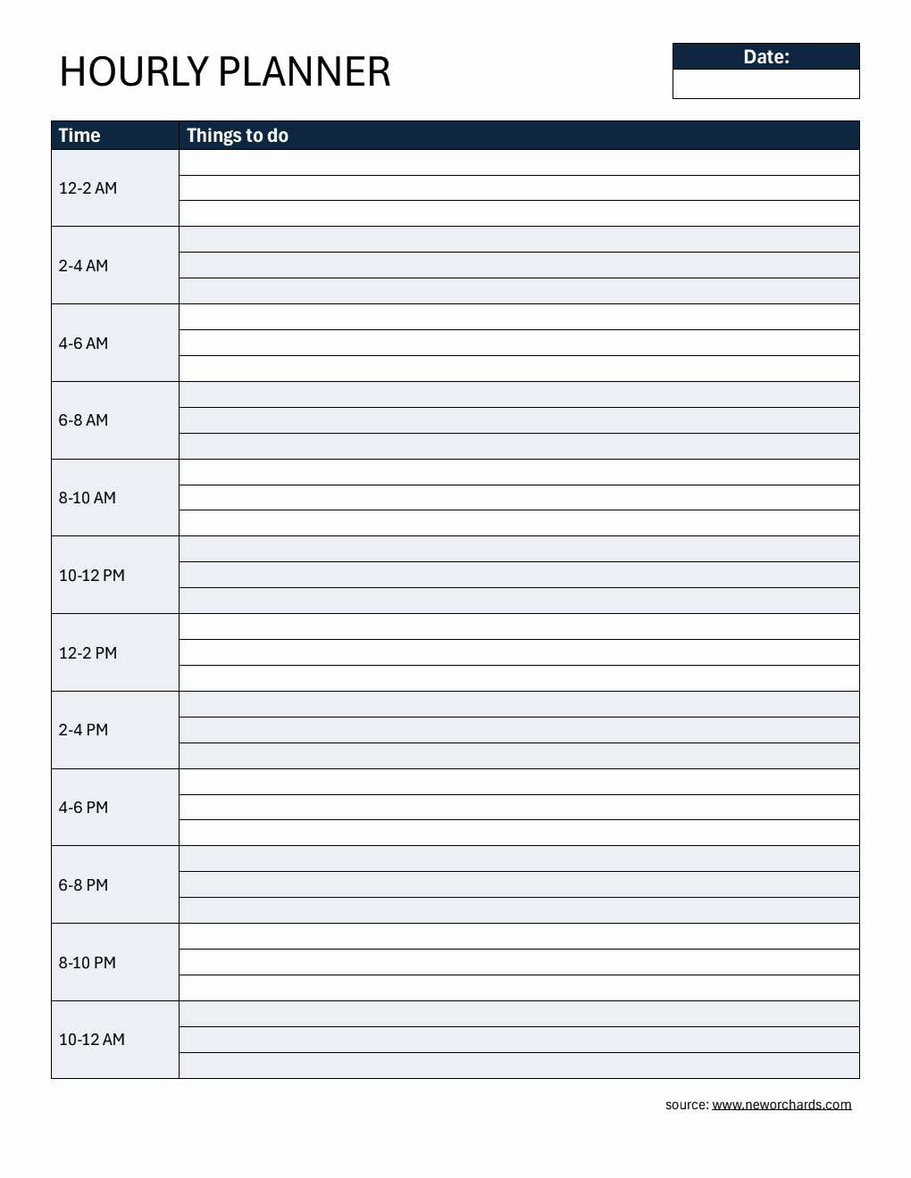 Free PDF Hourly Planner Templates Free PDF Hourly Planner Templates