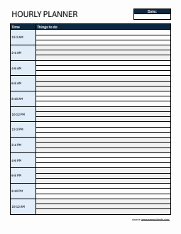 Free Editable Hourly Planner Template in Word