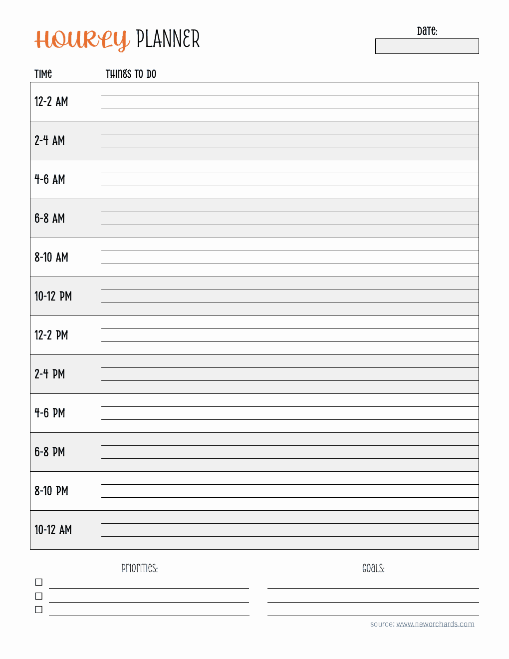 Free PDF Hourly Planner Templates Free PDF Hourly Planner Templates