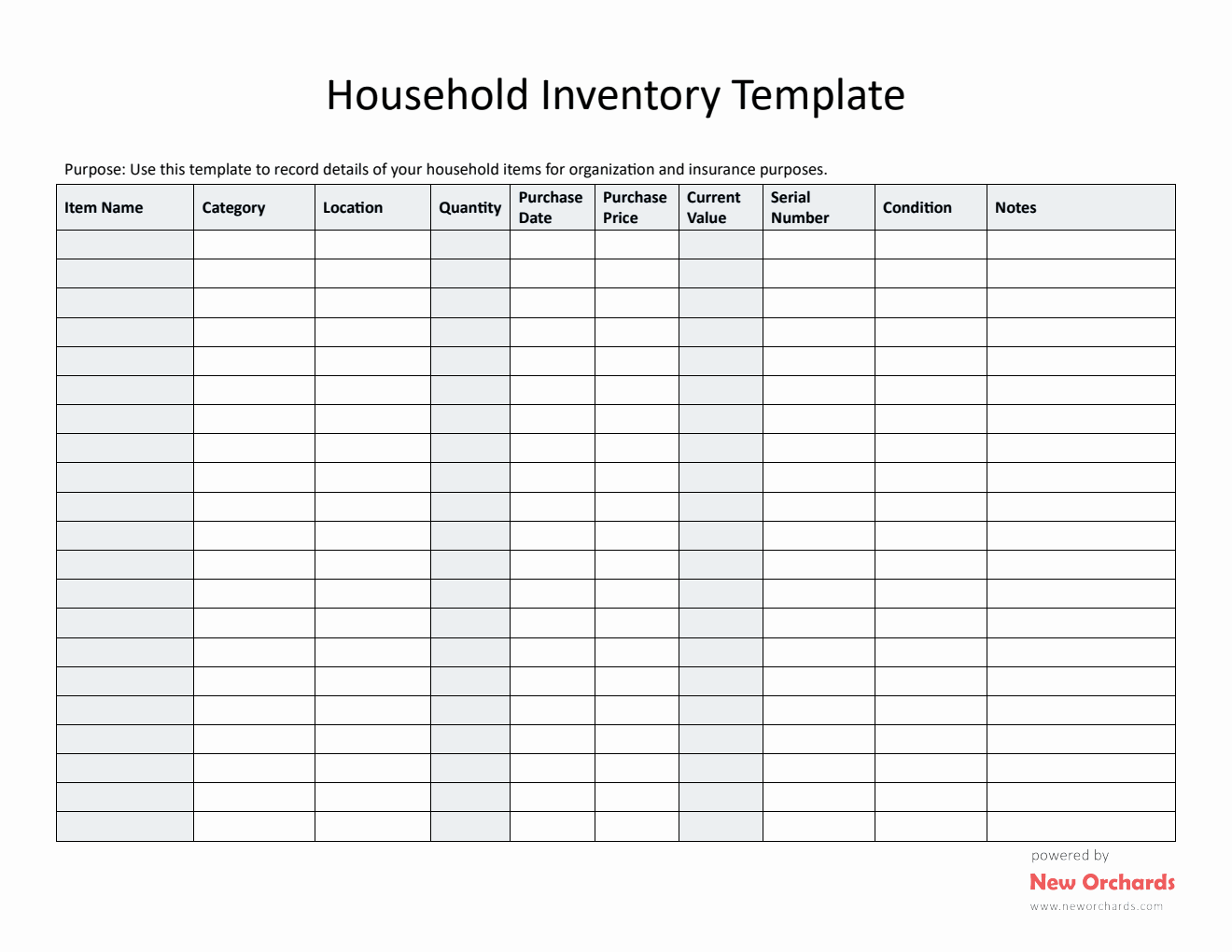 Household Inventory  in PDF