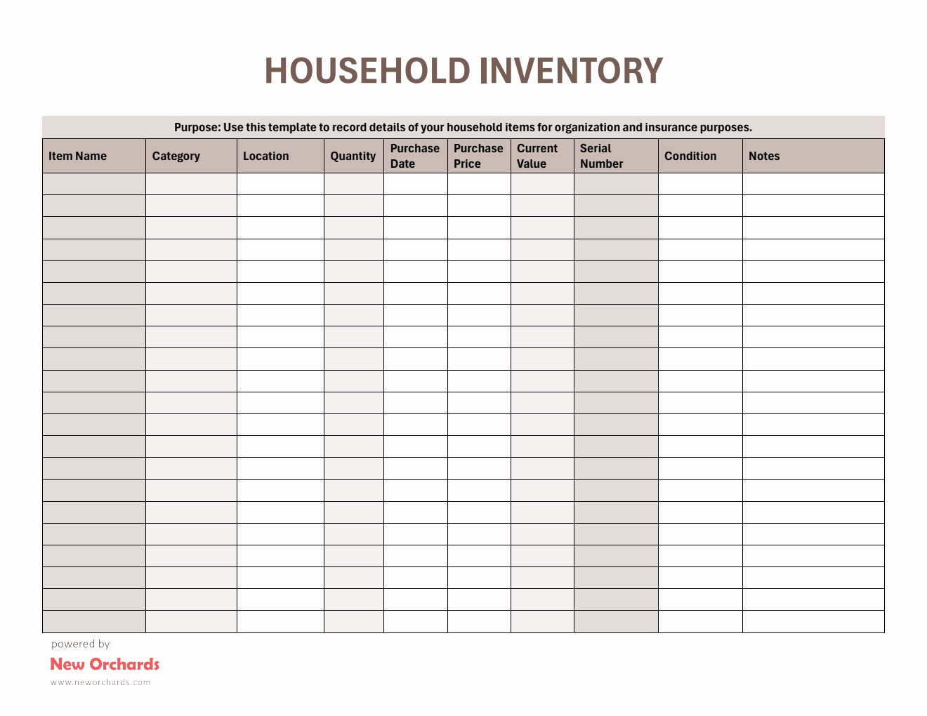 Free Home Inventory Templates (PDF, Word, Excel)