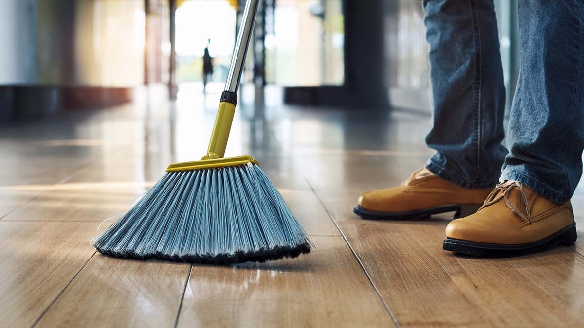 Sweeping Wood Floor