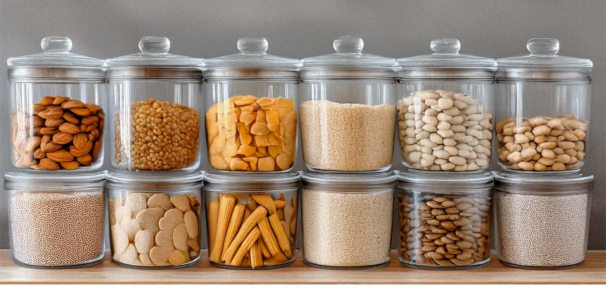 Clear Storage Bins With Dry Goods