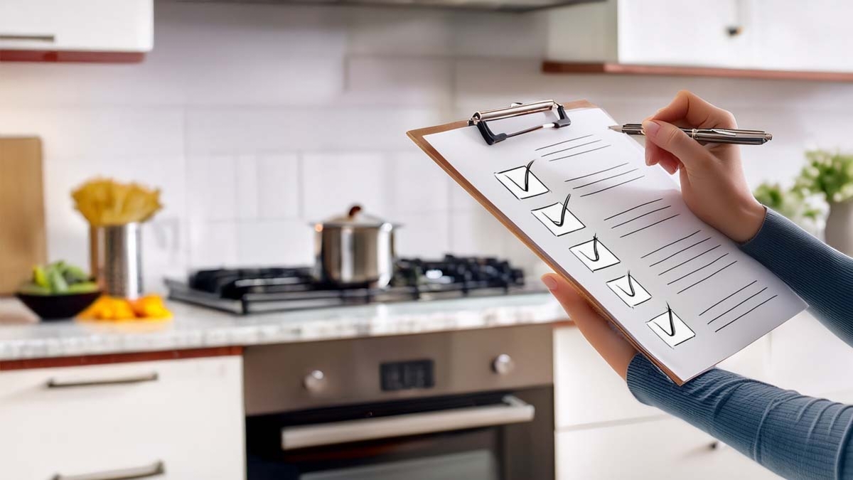 Woman Holding Kitchen Checklist