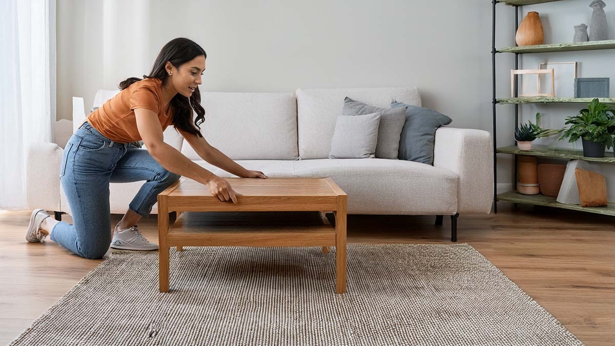Woman Arranging Coffee Table