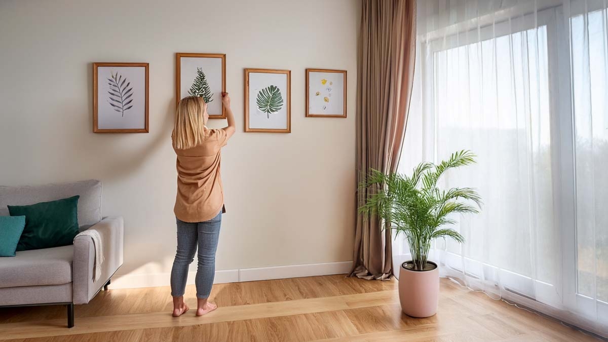 Woman Hanging Art And Decor
