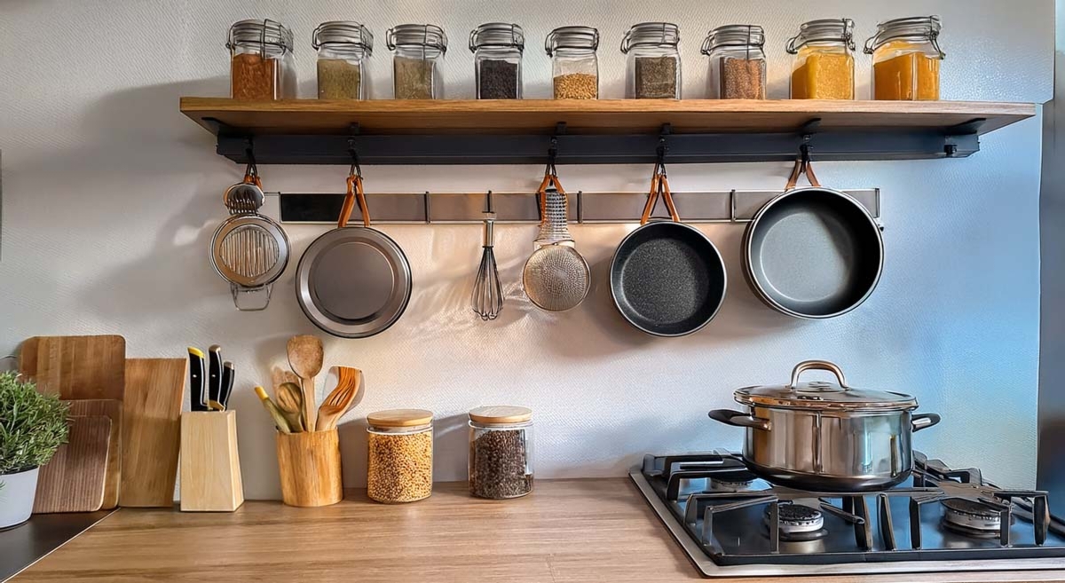 Organized Kitchen Vertical Shelving