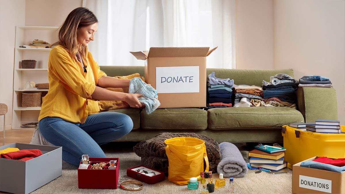 Woman Cleaning the Living Room