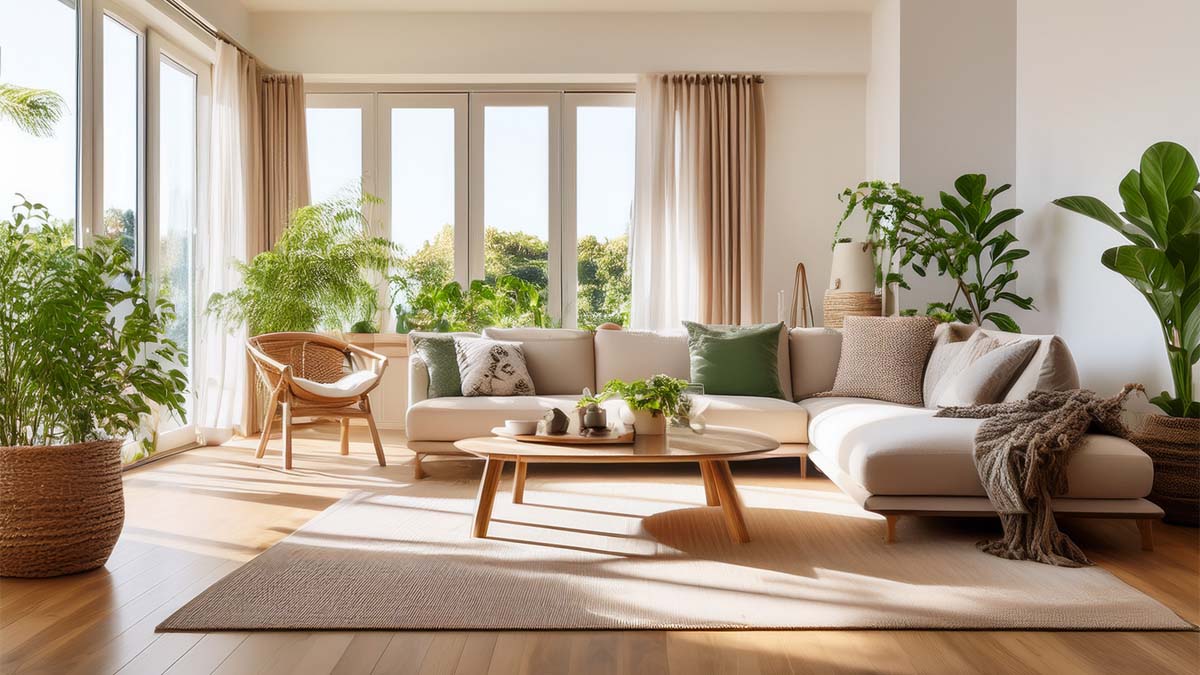 Modern Living Room With Plants