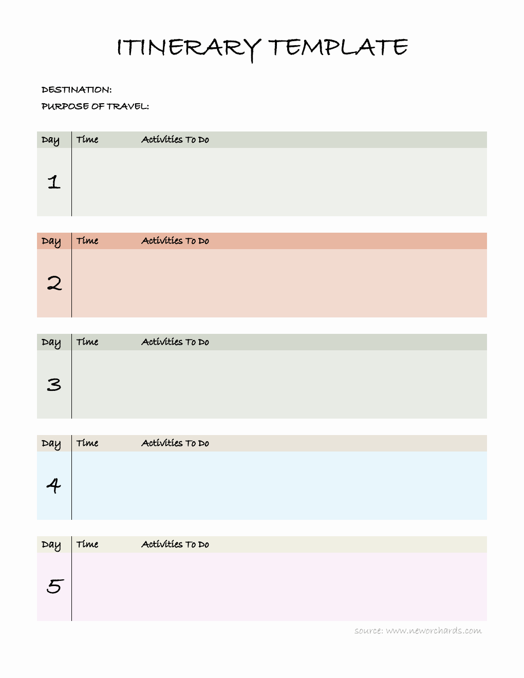 Downloadable Itinerary Template | Free to Download in PDF