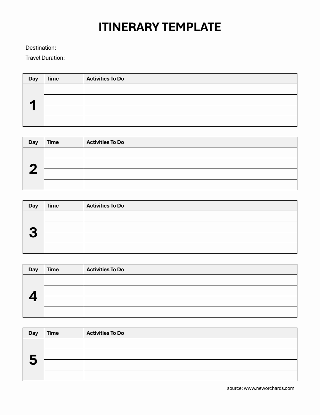 Free Itinerary Planner Templates (PDF, Word, Excel)