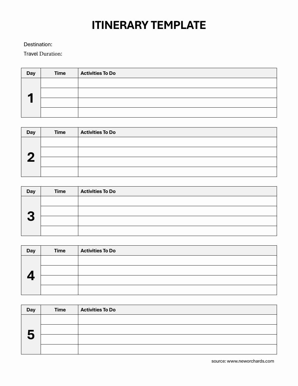 Simple Itinerary Template | Free to Download in PDF