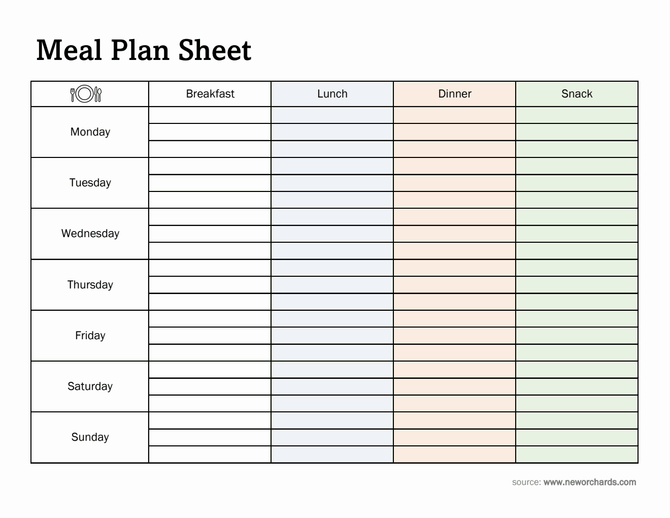 Free Excel Meal Plan Templates Free Excel Meal Plan Templates