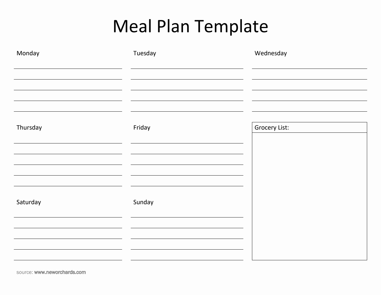 Free Word Weekly Meal Planner Templates free-word-weekly-meal-planner-templates