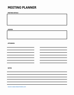 Printable Meeting Planner Template in Word