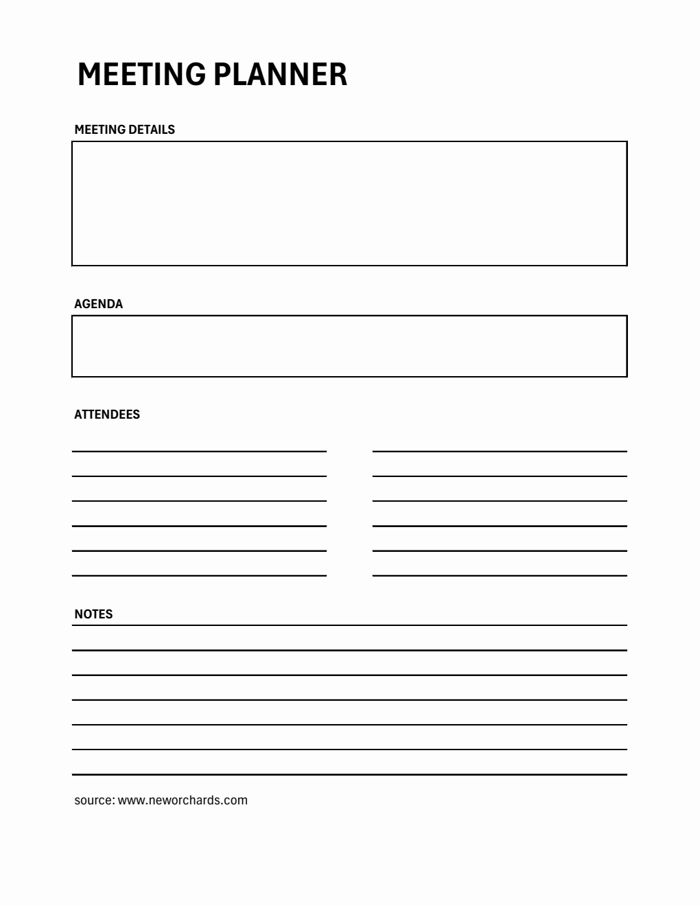 Printable Meeting Planner Template in Excel