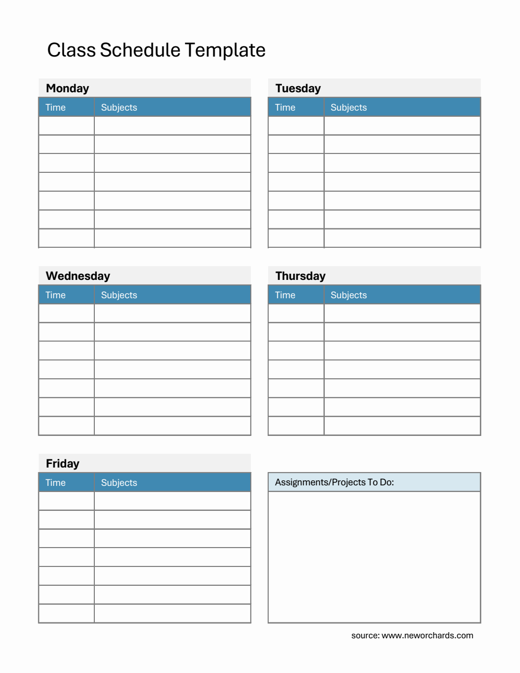 Free Class Schedule Templates PDF Word Excel free-class-schedule-templates-pdf-word-excel