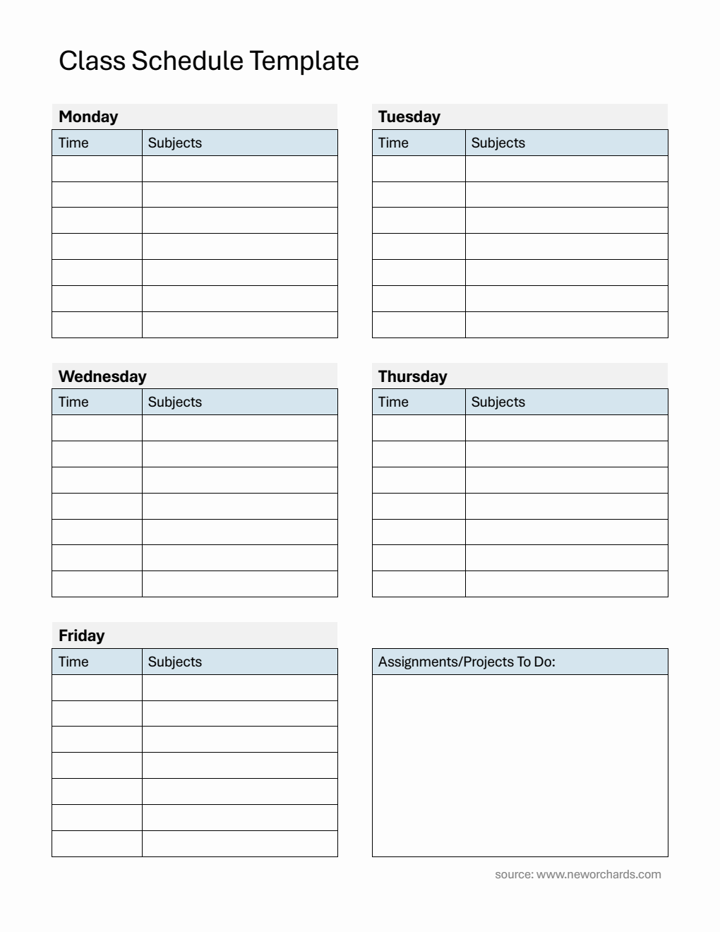 Free Word Weekly Planner Templates