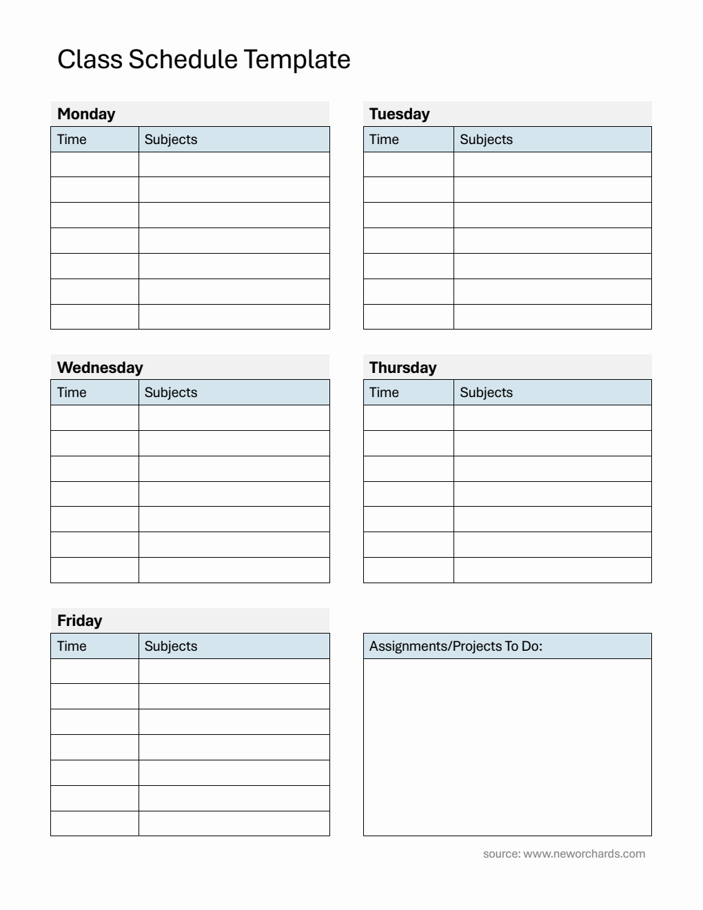 Free Monday To Friday Schedule Template Templates (PDF, Word, Excel)
