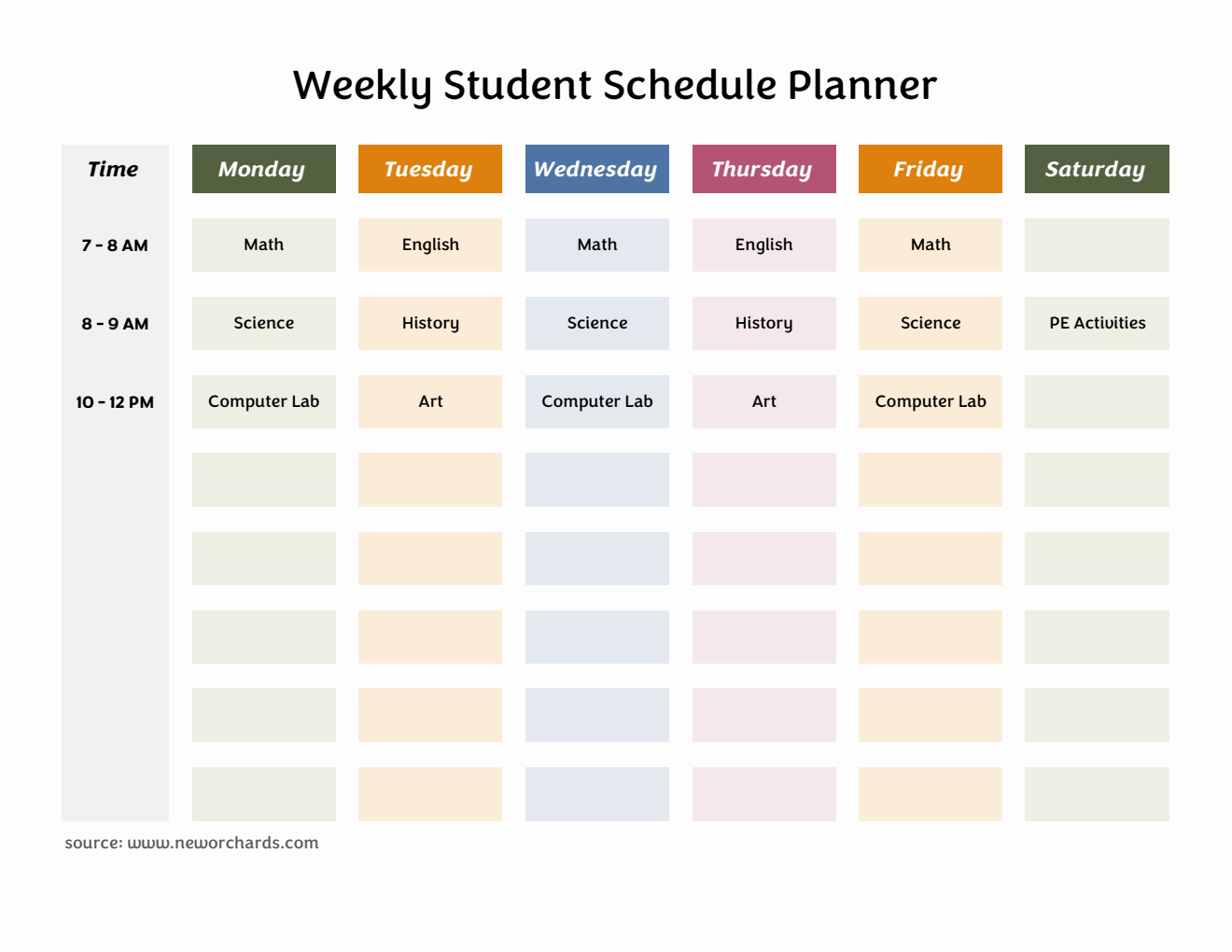 Class Routine Excel Template Free Excel Class Schedule Templates