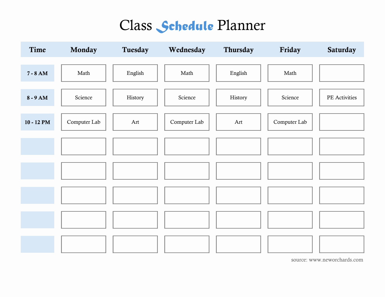 Class Routine Excel Template Free Excel Class Schedule Templates