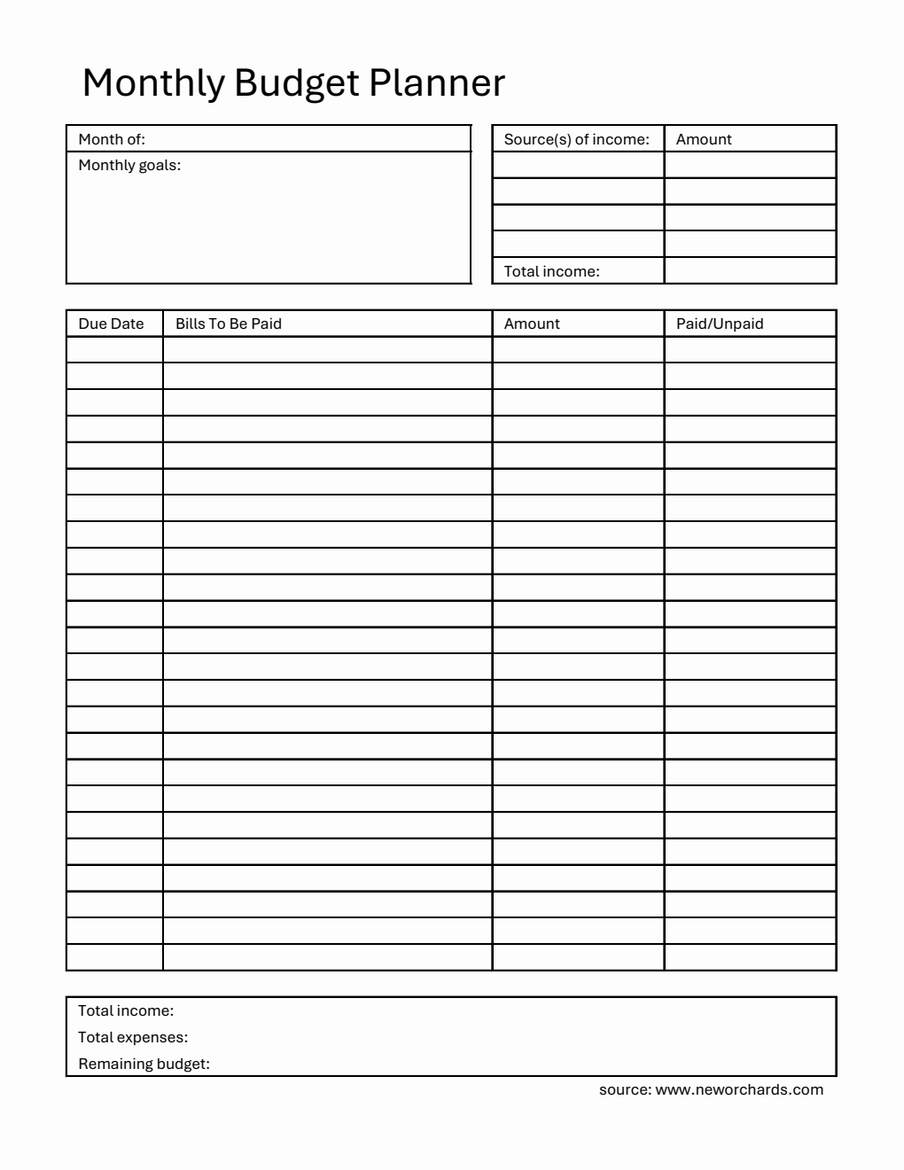 Free Excel Budget Planner Templates