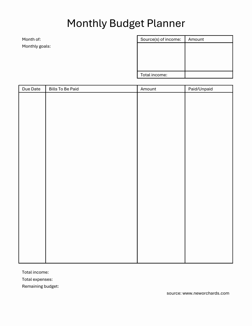 Free Monthly Budget Planner Templates (PDF, Word, Excel)