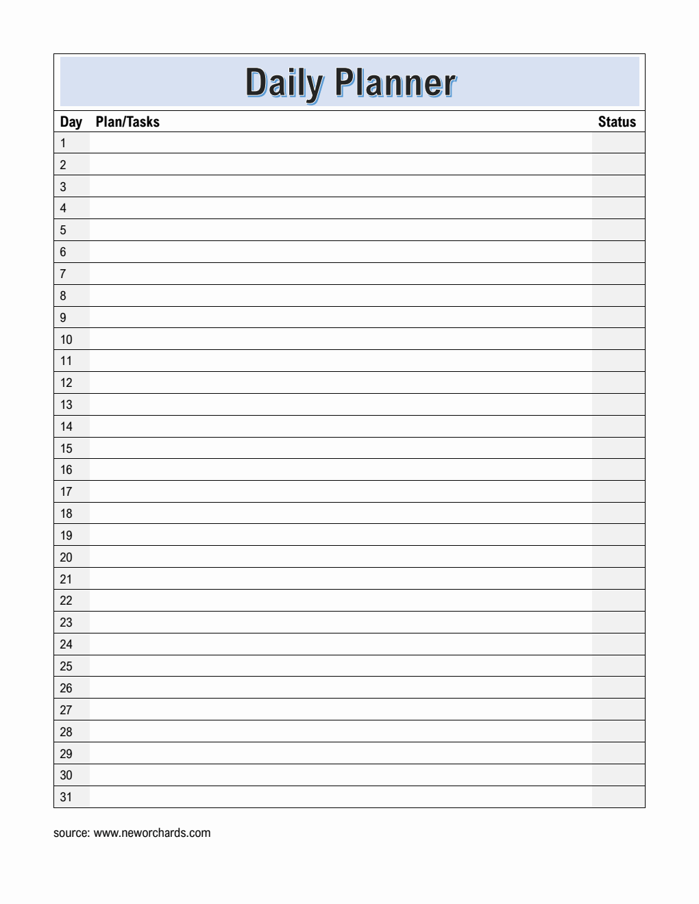 Monthly Planner and Checklist Template in PDF