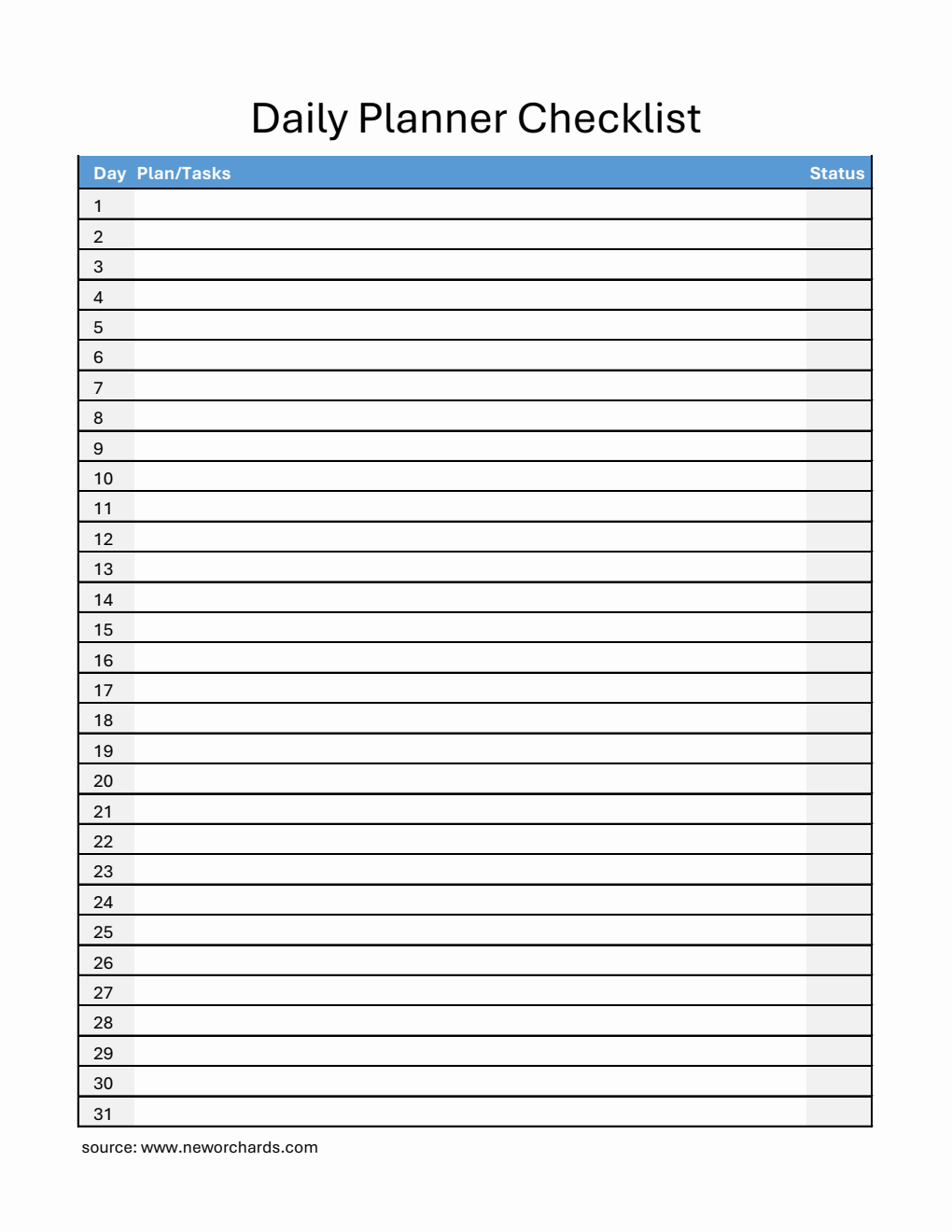 Free Monthly Checklist Templates (PDF, Word, Excel)