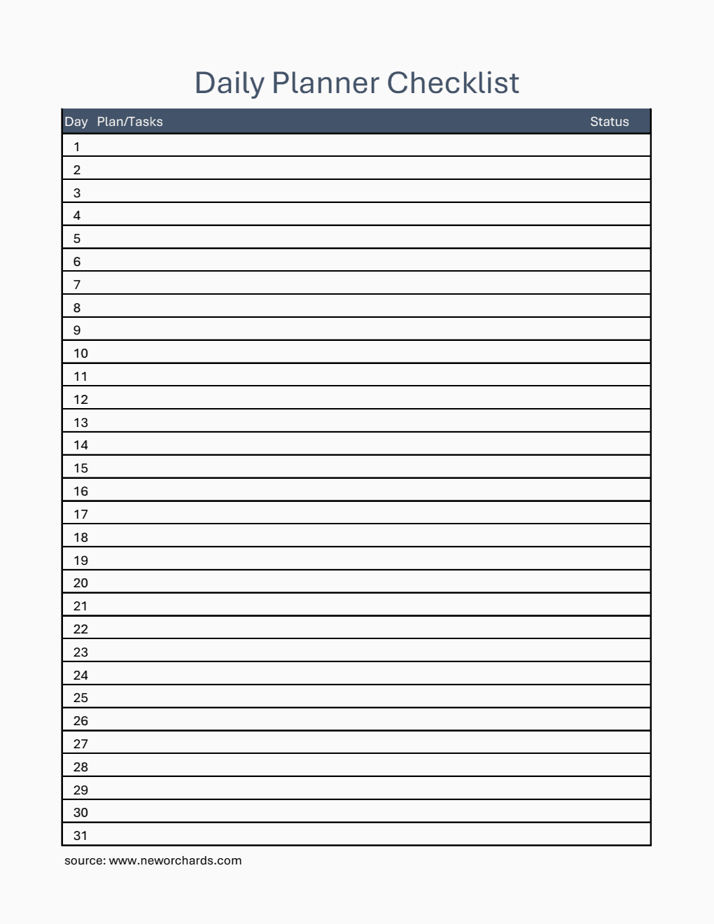 Free Excel Daily Planner Templates