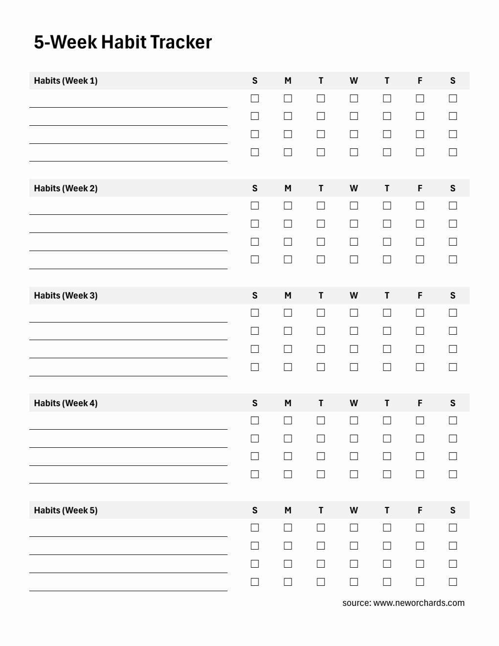 Free Monthly Habit Tracker | Printable in Word