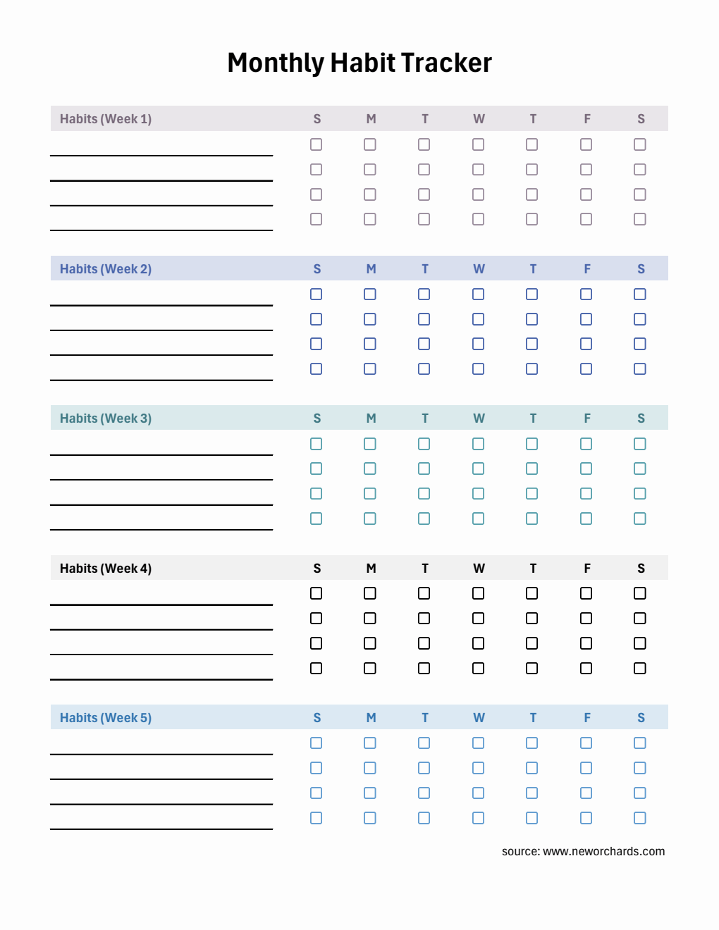 Free Monthly Habit Tracker | Editable in Excel