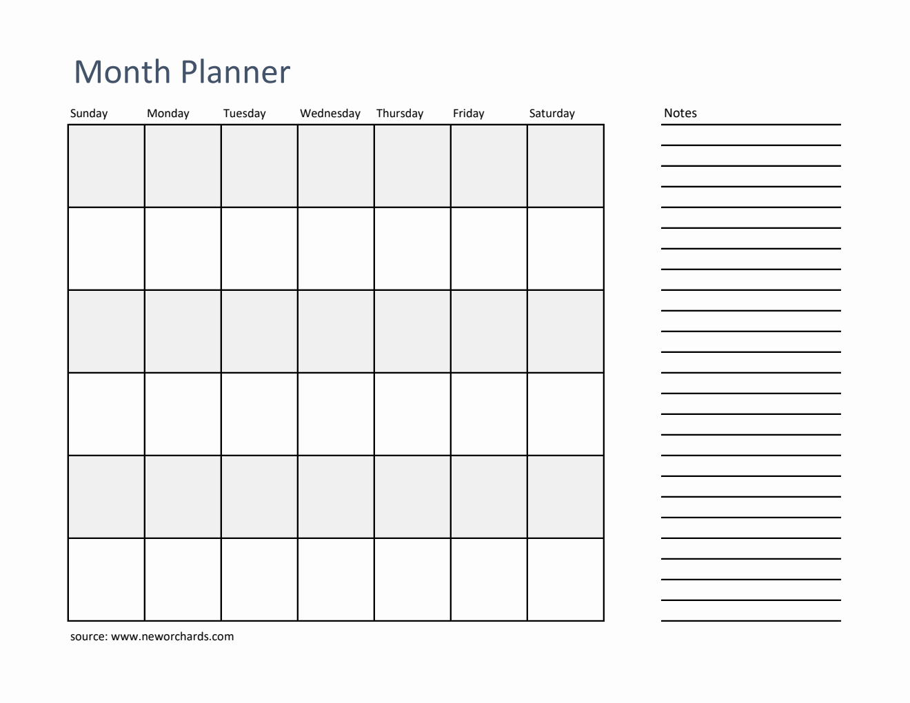 Free Month At A Glance Templates (PDF, Word, Excel)
