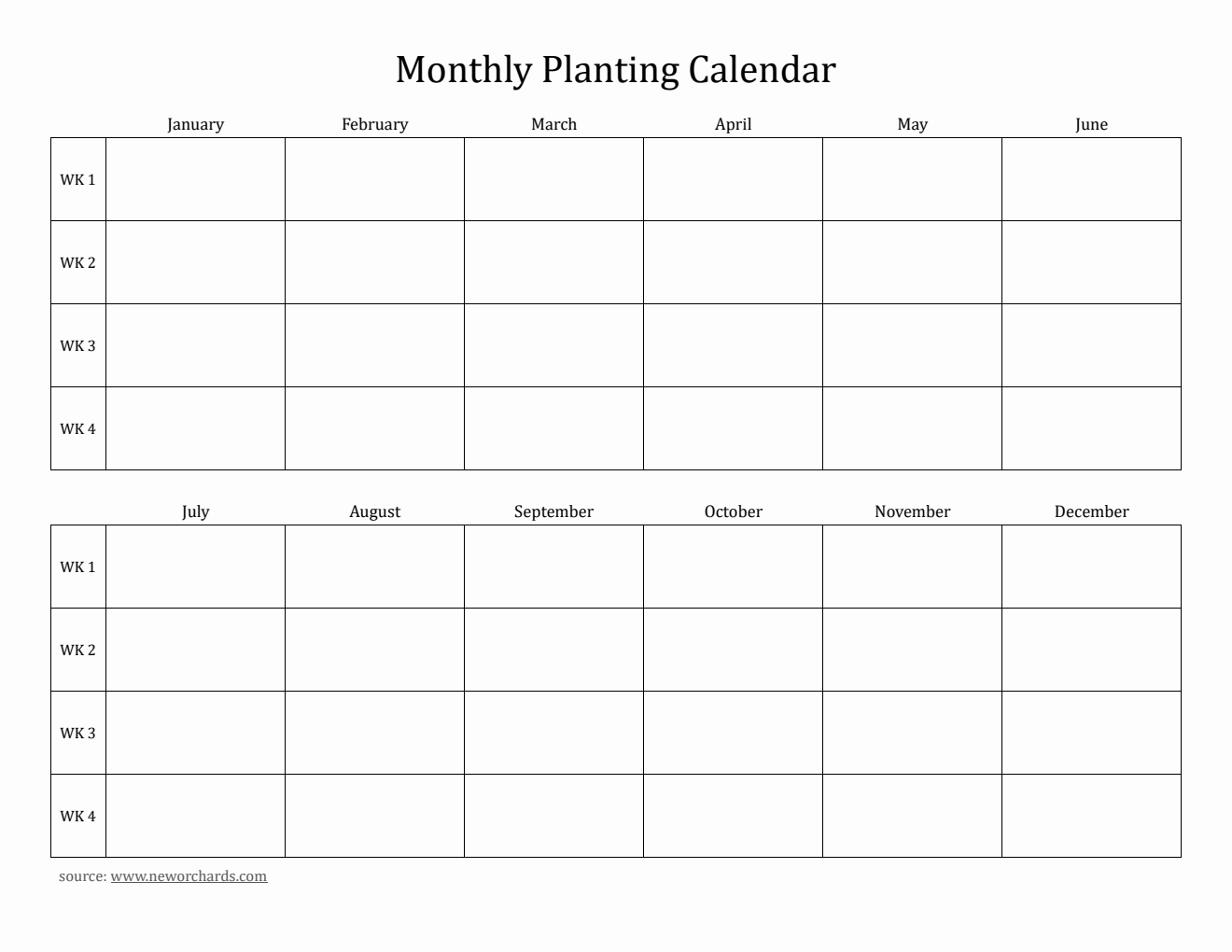 Free PDF Monthly Planting Calendar Templates