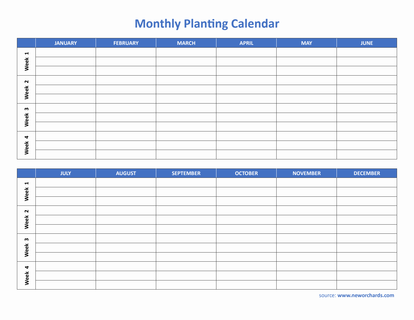Free Monthly Planting Calendar Template in PDF